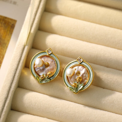 Liuvelle Monet Garden Collection: Baroque Pearl Earrings – Moonlit Bloom