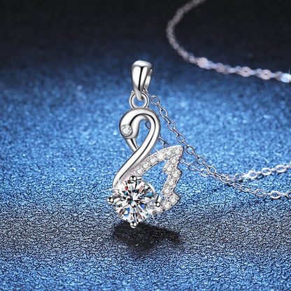 Liuvelle Swan Necklace – Elegant 1 Carat Diamond Swan Pendant, Luxury Fine Jewelry Gift for Women