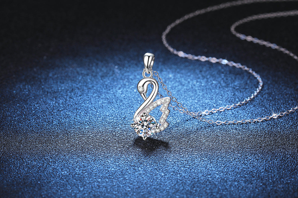 Liuvelle Swan Necklace – Elegant 1 Carat Diamond Swan Pendant, Luxury Fine Jewelry Gift for Women