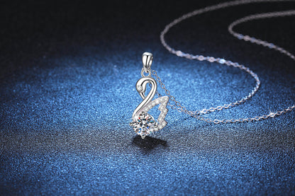 Liuvelle Swan Necklace – Elegant 1 Carat Diamond Swan Pendant, Luxury Fine Jewelry Gift for Women
