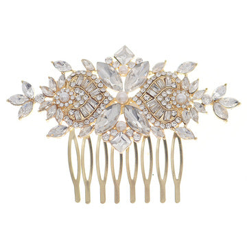 European and American Classic Bridal Hair Accessories Alloy Rhinestone Insert Comb High-end Wedding Banquet Hair Styling Accessories Retro Hair Comb for Women
