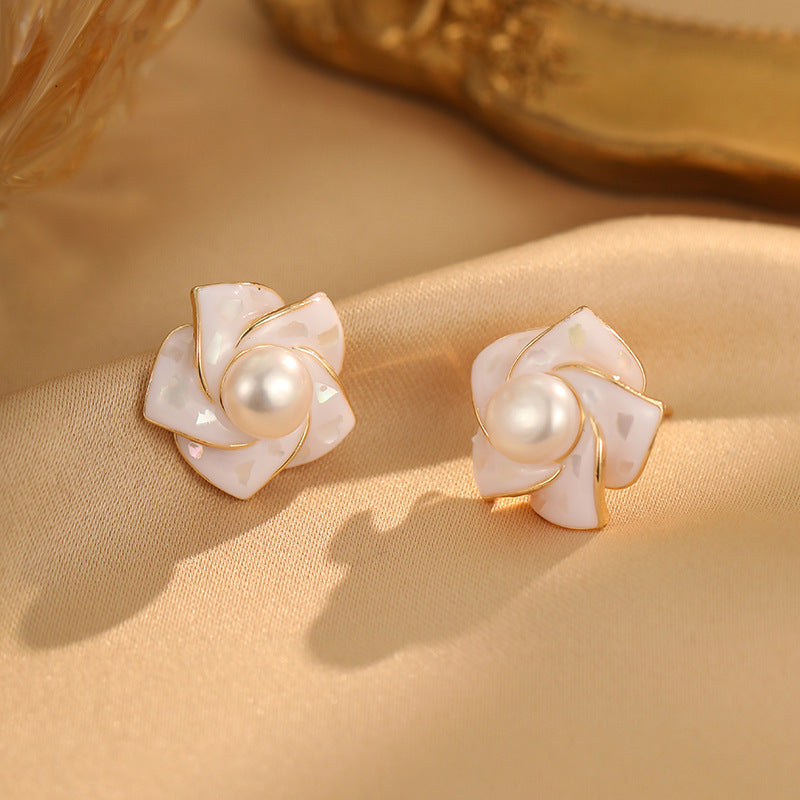 Liuvelle Camellia Pearl Earrings