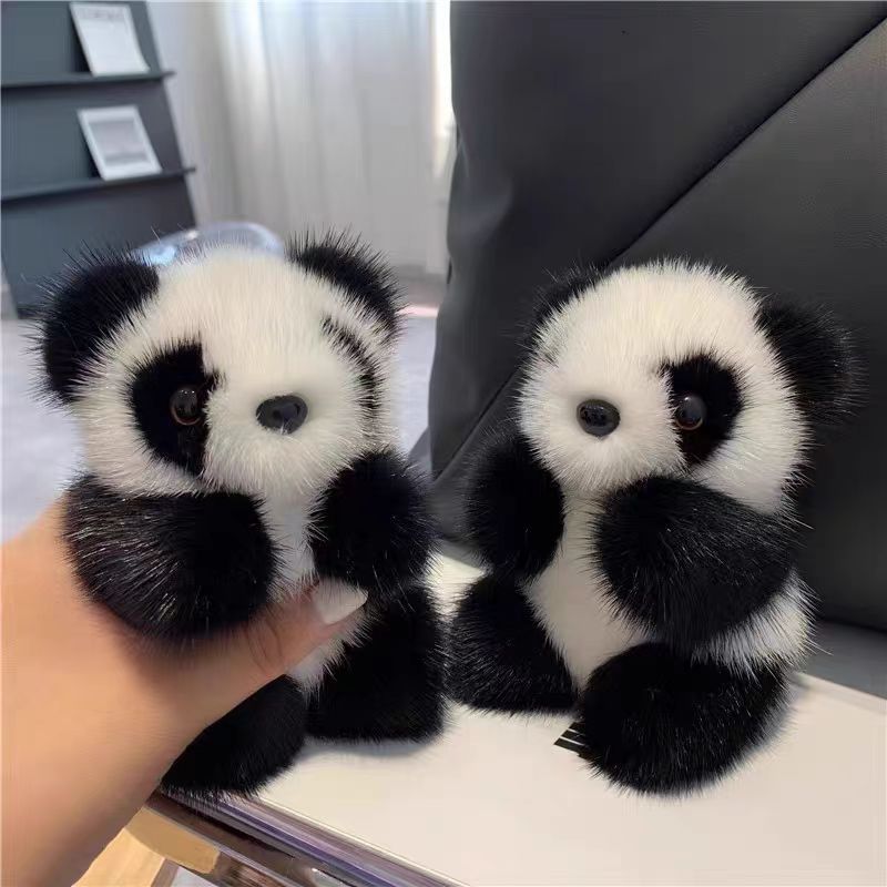 Cute Panda Plush Keychain Bag Pendant Gift Black