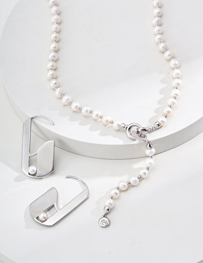 S925 Silver Natural Pearl Necklace - Adjustable