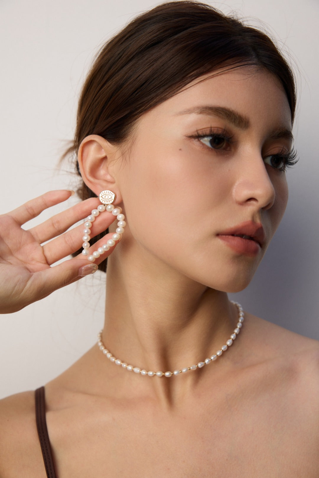 S925 Silver Vintage Gold Natural Pearl Earrings (Pair)