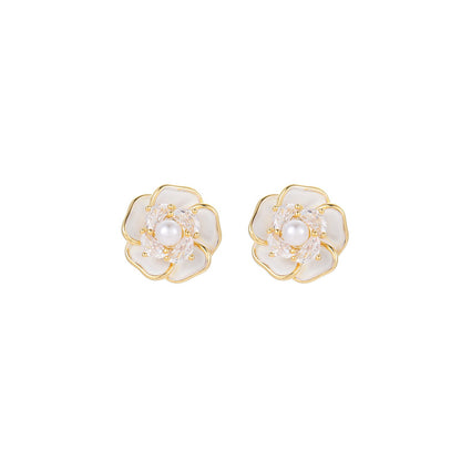 Liuvelle French Camellia Pearl Earrings