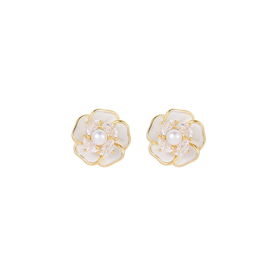 Liuvelle French Camellia Pearl Earrings