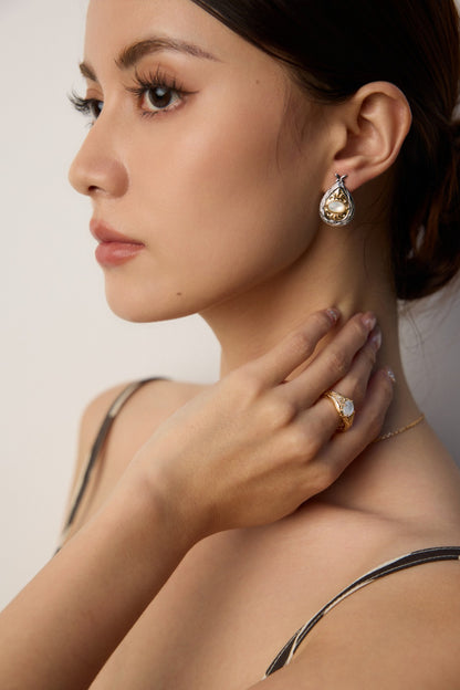 S925 Silver Vintage Mother of Pearl Ring