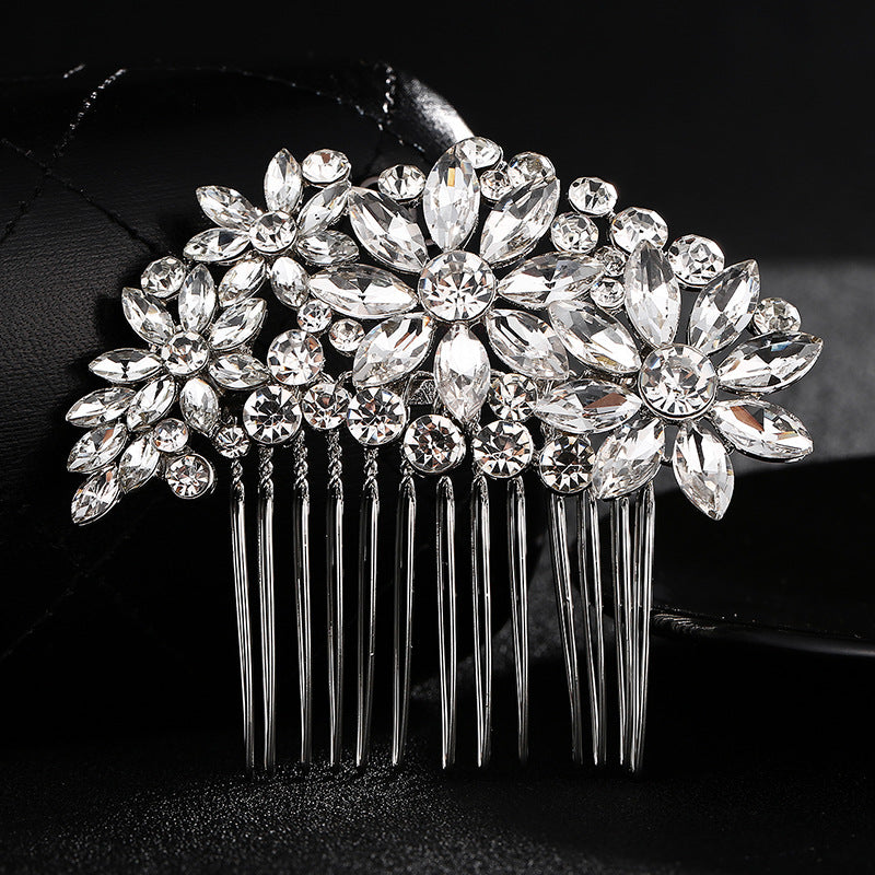European and American Classic Bridal Hair Accessories Alloy Rhinestone Insert Comb High-end Wedding Banquet Hair Styling Accessories Retro Hair Comb for Women
