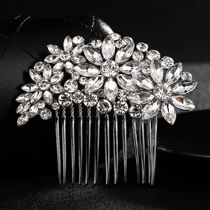 European and American Classic Bridal Hair Accessories Alloy Rhinestone Insert Comb High-end Wedding Banquet Hair Styling Accessories Retro Hair Comb for Women