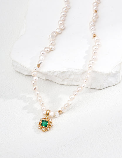 S925 Silver Natural Pearl Necklace - Adjustable Length