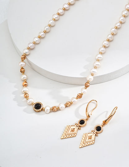 S925 Silver Natural Pearl Tiger Eye Necklace