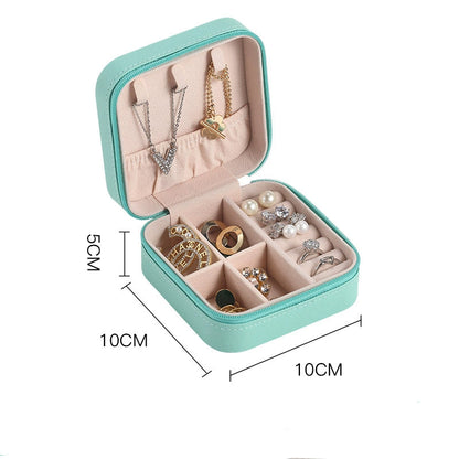 Liuvelle Travel Jewelry Box - Stylish Minimalist Organizer for Easy Storage Tiffany Blue 10*10*5cm