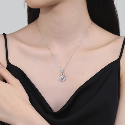 Liuvelle Swan Necklace – Elegant 1 Carat Diamond Swan Pendant, Luxury Fine Jewelry Gift for Women