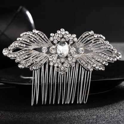 European and American Classic Bridal Hair Accessories Alloy Rhinestone Insert Comb High-end Wedding Banquet Hair Styling Accessories Retro Hair Comb for Women