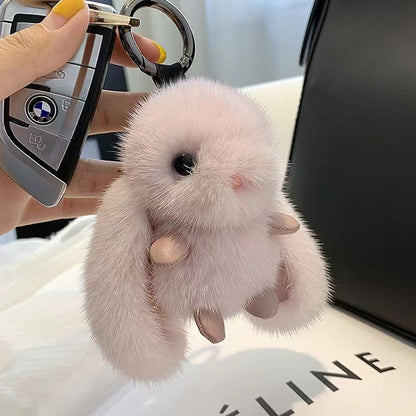 Fluffy Bunny Car Keychain Plush Bag Charm Gift