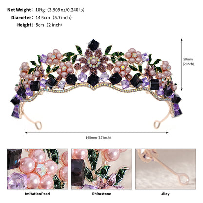 LIUVELLE Forest Style Pearl Bridal Crown – Elegant Wedding Hair Accessory
