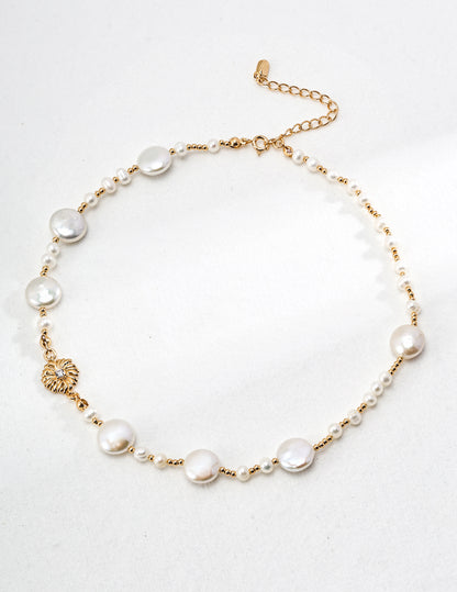 Sterling Silver Pearl Necklace Vintage Gold