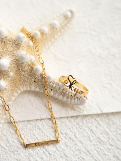 Custom Letter Bracelet - 925 Silver 18K Gold Plated (Arial Font)