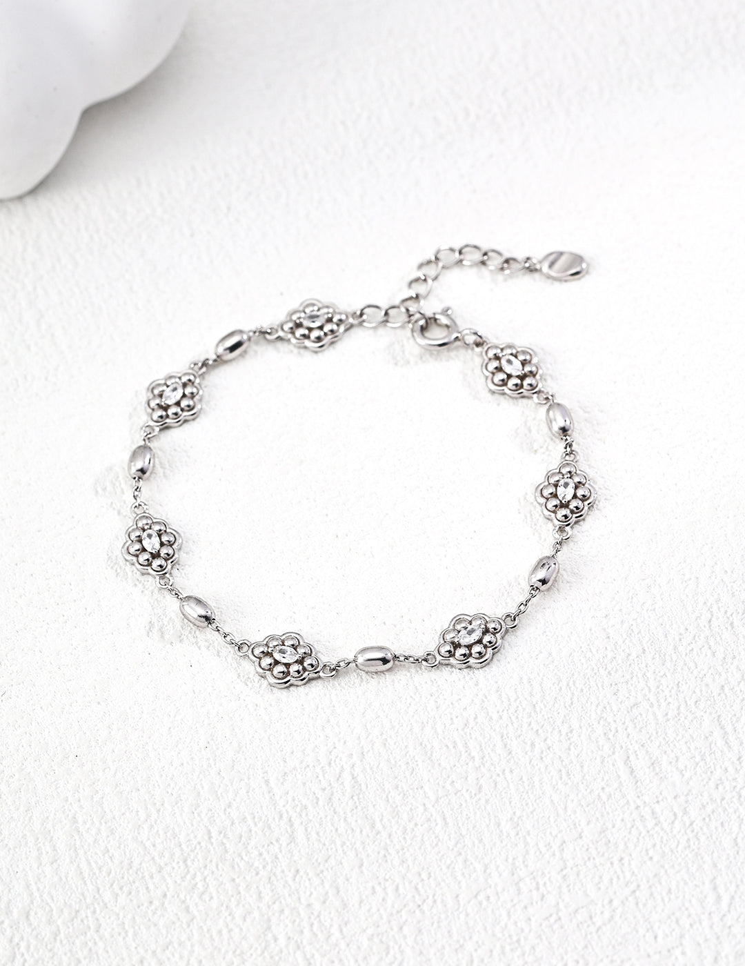 925 Silver Cubic Zirconia Bracelet - Palace Style White gold