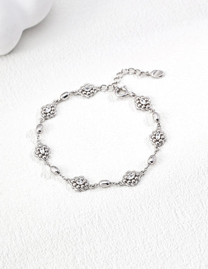 925 Silver Cubic Zirconia Bracelet - Palace Style White gold