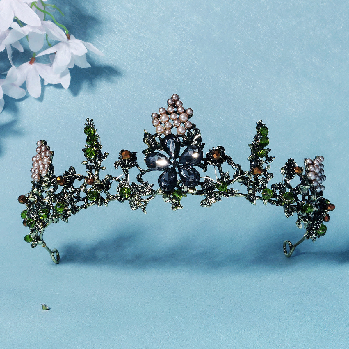 LIUVELLE Forest Style Pearl Bridal Crown – Elegant Wedding Hair Accessory