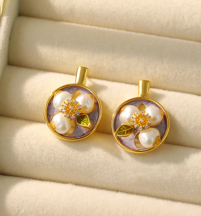 Liuvelle Monet Garden Collection: Baroque Pearl Earrings – Moonlit Bloom