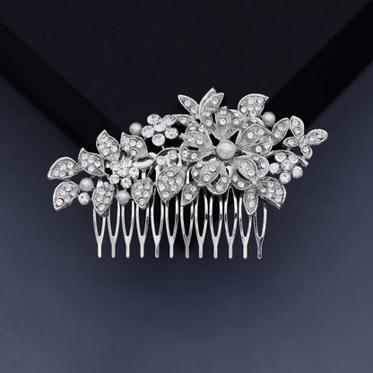 European and American Classic Bridal Hair Accessories Alloy Rhinestone Insert Comb High-end Wedding Banquet Hair Styling Accessories Retro Hair Comb for Women