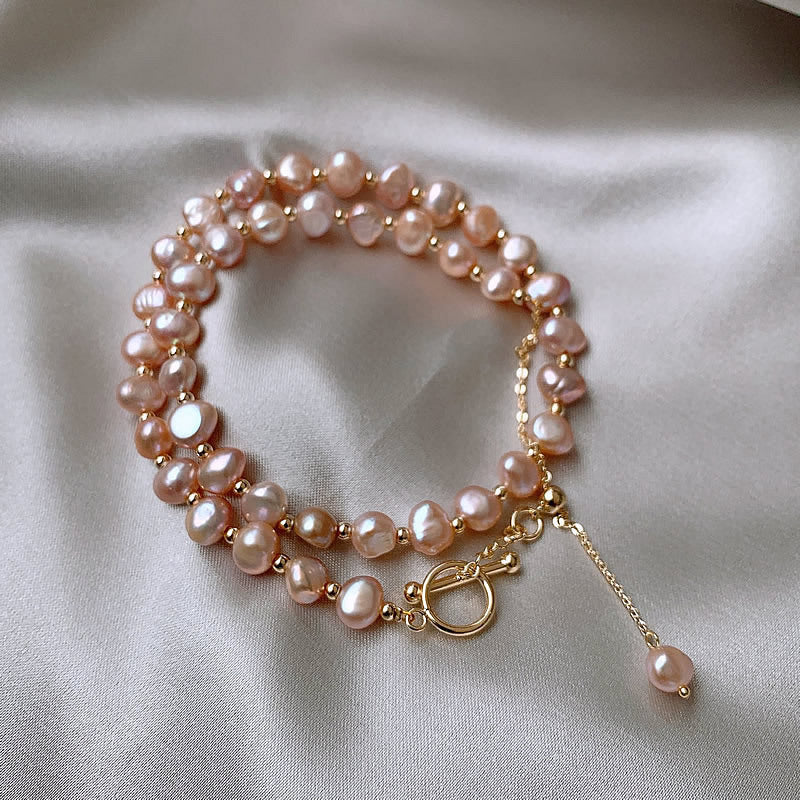 Liuvelle Pink Pearl Necklace – Elegant Luminous Natural Pearls