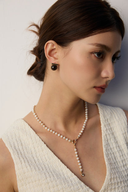 S925 Silver Natural Tiger Eye & Black Onyx Stud Earrings