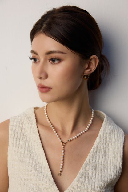 S925 Silver Natural Tiger Eye & Black Onyx Stud Earrings