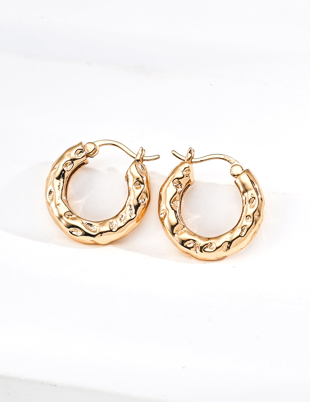 925 Silver Textured Earrings - Minimalist Design Retro gold