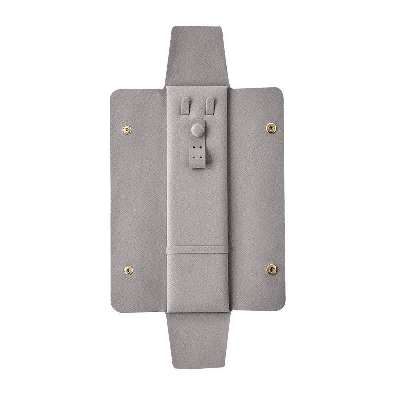 Liuvelle Velvet Jewelry Bag for Travel Storage - Elegant Organizer Gray 21*13*9CM