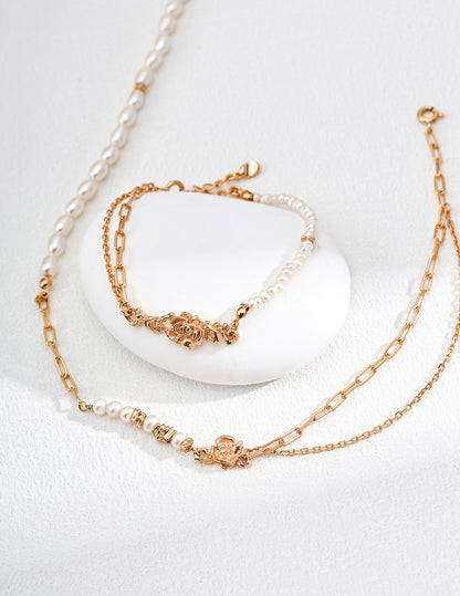 S925 Silver Vintage Natural Pearl Necklace - Thorn Rose