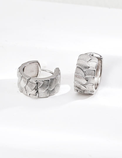 S925 Silver Vintage Engraved Stud Earrings White gold