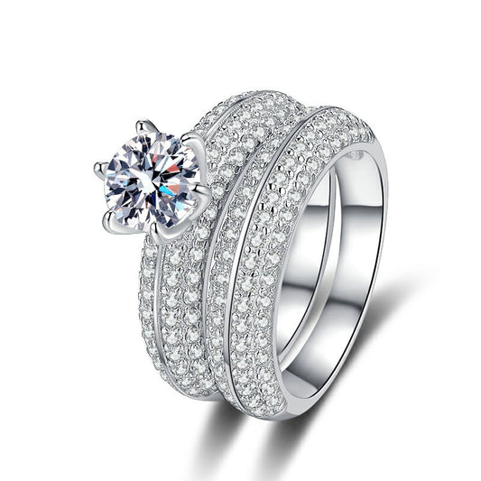 Liuvelle Eternal Love 1ct Diamond Sterling Silver Couple Rings