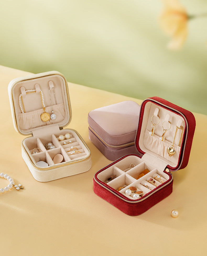 Liuvelle Travel Jewelry Organizer - Portable Flannel Accessory Box for Travel