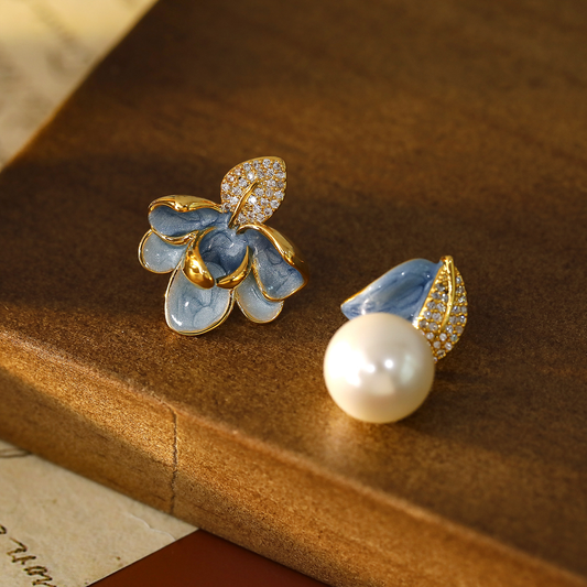 LIUVELLE – Enamel Camellia Blossom Earrings