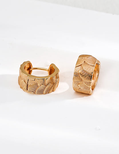 S925 Silver Vintage Engraved Stud Earrings Retro gold