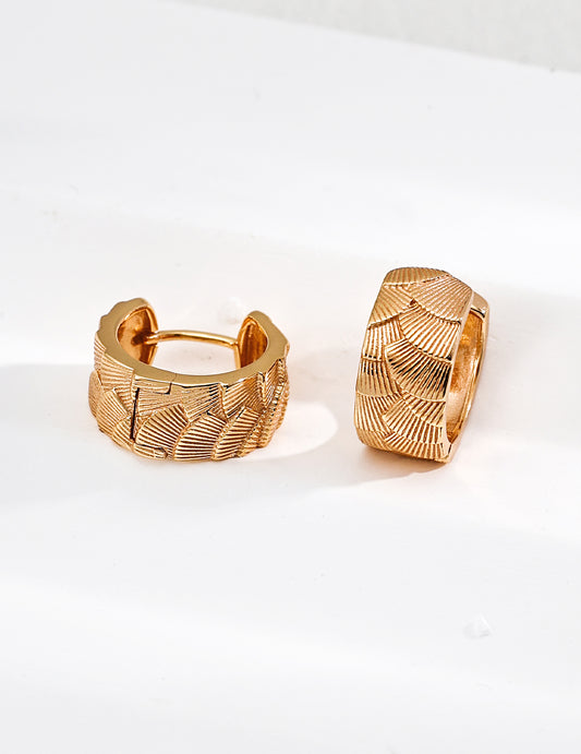 S925 Silver Vintage Engraved Stud Earrings Retro gold