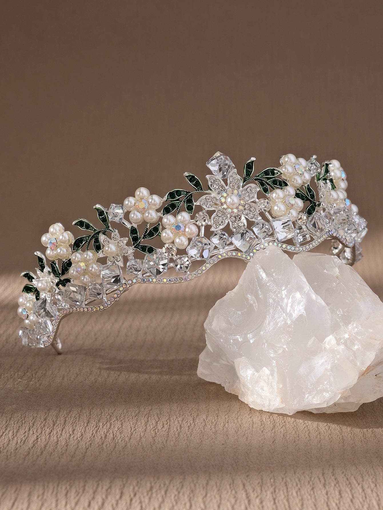 LIUVELLE Forest Style Pearl Bridal Crown – Elegant Wedding Hair Accessory
