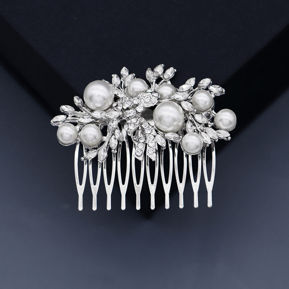 European and American Classic Bridal Hair Accessories Alloy Rhinestone Insert Comb High-end Wedding Banquet Hair Styling Accessories Retro Hair Comb for Women