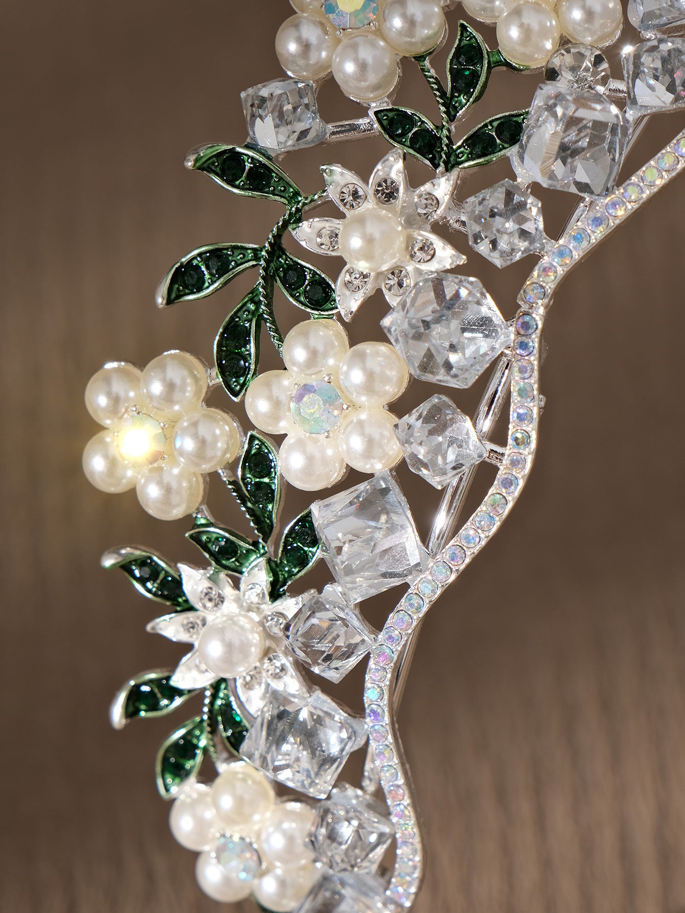 LIUVELLE Forest Style Pearl Bridal Crown – Elegant Wedding Hair Accessory