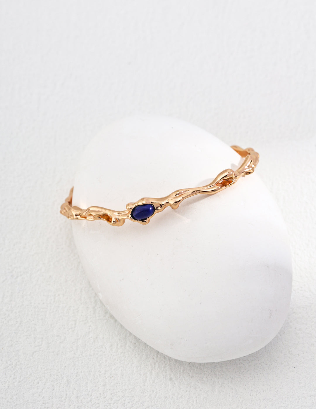 S925 Silver Lapis Lazuli Bracelet (Adjustable) Retro gold