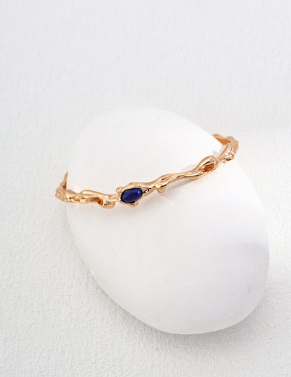 S925 Silver Lapis Lazuli Bracelet (Adjustable) Retro gold