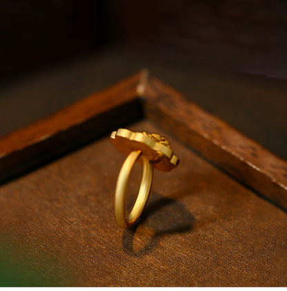 Liuvelle Monet Garden Artistic Enamel Flower Ring – Elegant High Fashion Jewelry