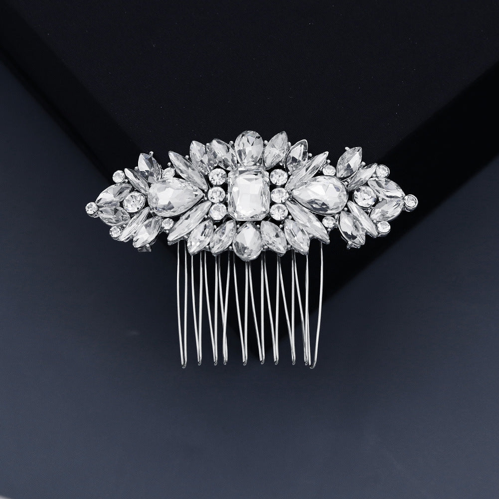 European and American Classic Bridal Hair Accessories Alloy Rhinestone Insert Comb High-end Wedding Banquet Hair Styling Accessories Retro Hair Comb for Women