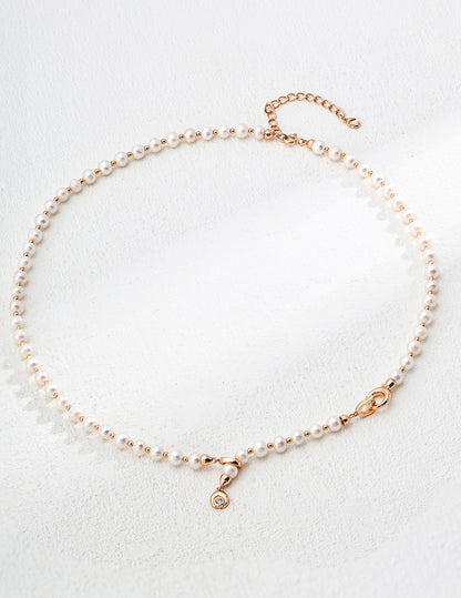 S925 Silver Natural Pearl Necklace - Adjustable