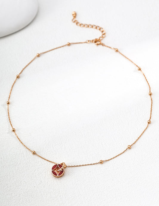 S925 Silver Enamel Coin Necklace