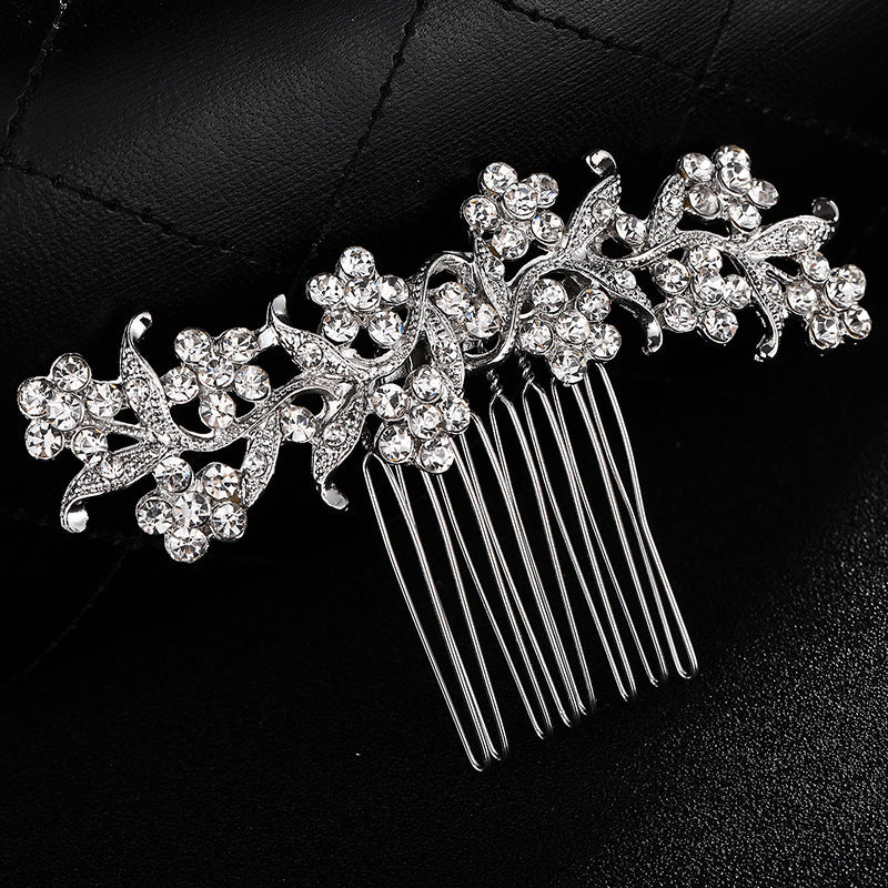 European and American Classic Bridal Hair Accessories Alloy Rhinestone Insert Comb High-end Wedding Banquet Hair Styling Accessories Retro Hair Comb for Women
